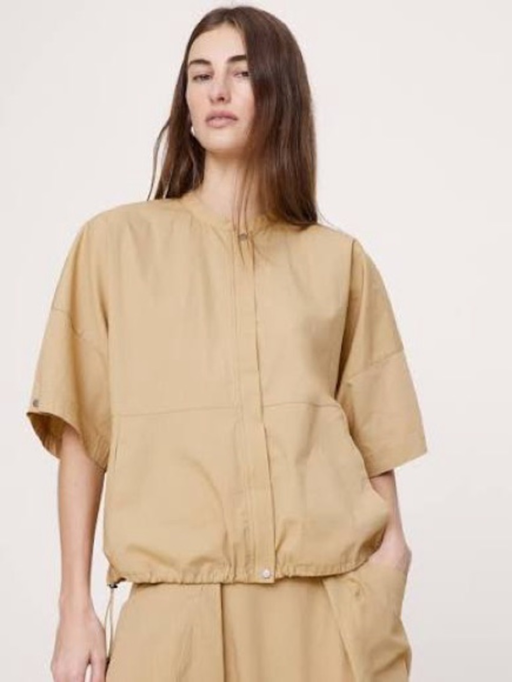 Banana Republic Stretch-Cotton Puff-Sleeve Top